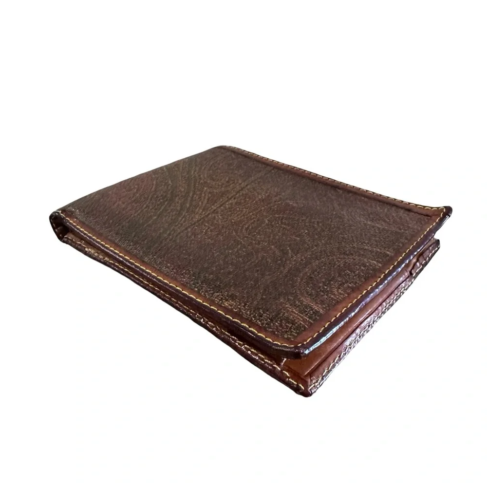 Etro Milano Italy Vintage (good) Burgundy Paisley Men's Bifold Wallet